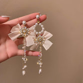 Arzonai Women's crystal earrings, long dangle tassel Korean style earrings, water drop trend